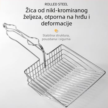 Velika metalna lopatica za mačju stelju s finim otvorima, nehrđajući čelik