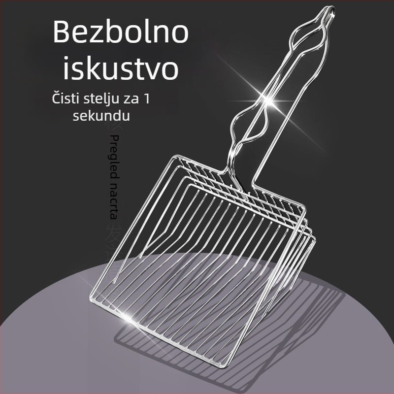 Velika metalna lopatica za mačju stelju s finim otvorima, nehrđajući čelik