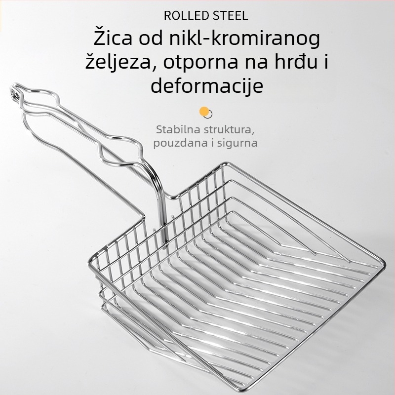 Velika metalna lopatica za mačju stelju s finim otvorima, nehrđajući čelik