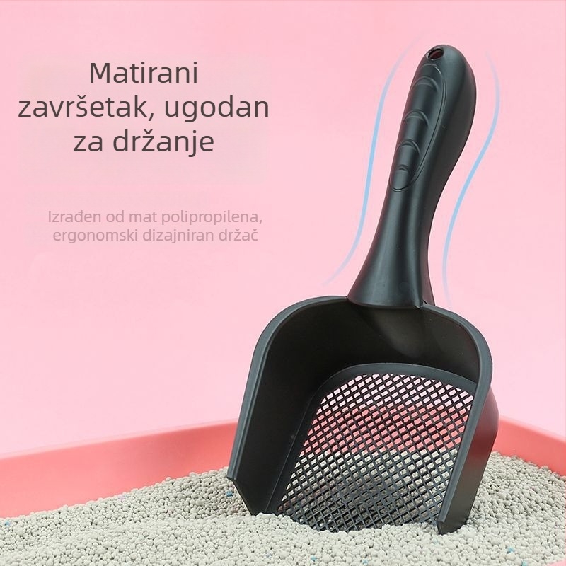 Lopatica za mačji pijesak s dugim držalom, 3 mm otvora, plastika