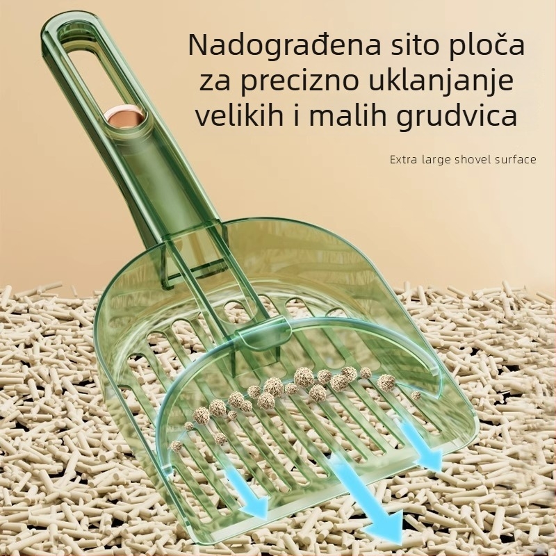 Lopatica za mačji izmet Shengwang – 2-u-1 s malim otvorima, plastična