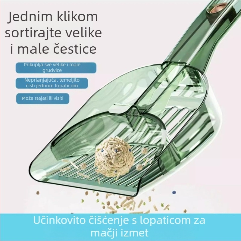 Lopatica za mačji izmet Shengwang – 2-u-1 s malim otvorima, plastična