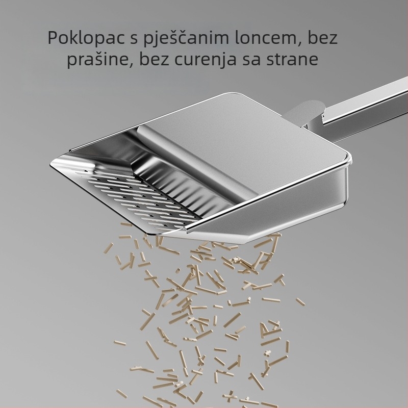 Lopatica za mačju WC s poklopcem, nehrđajući čelik, višenamjenska, s finim otvorima