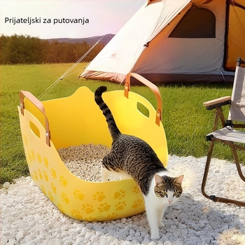 Prijenosna ekstra velika kutija za mačju toaletu s zaštitom od prskanja, za dom i putovanja, prenosni transporter za mačke