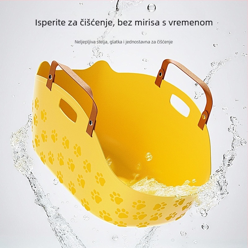 Prijenosna ekstra velika kutija za mačju toaletu s zaštitom od prskanja, za dom i putovanja, prenosni transporter za mačke