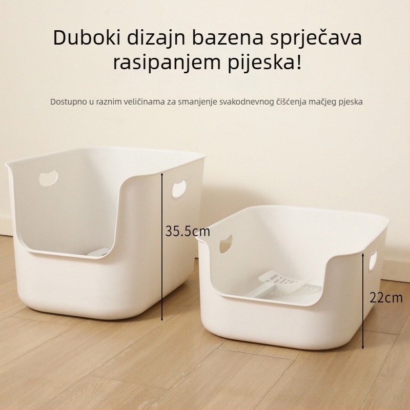 Kutija za pijesak mačaka, poluzatvoren kvadratni dizajn, PP materijal, marka HAWoo