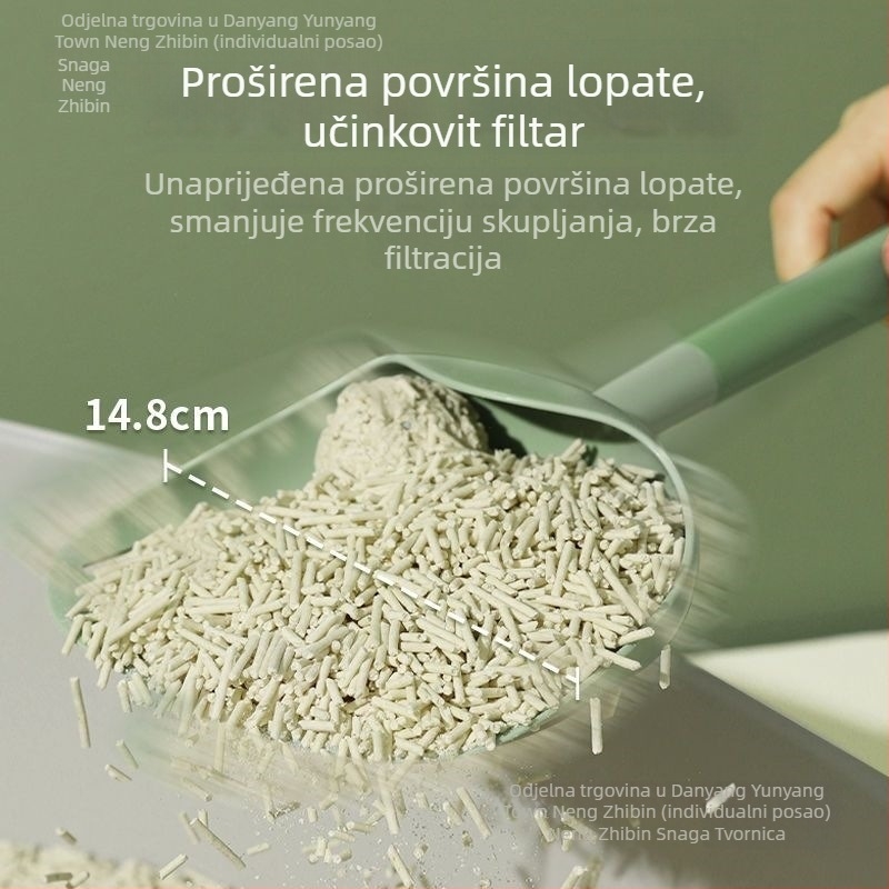 Lopatica za mačji izmet s dugim držačem — plastična, privatna oznaka