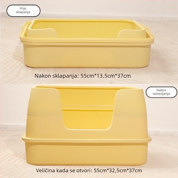 PP kutija za mačji pijesak, sklopiva poluzatvorena konstrukcija, otvoren dizajn, uključuje lopaticu za pijesak, pogodno za mačke do 10 kg