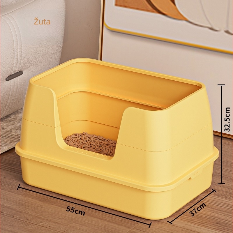 PP kutija za mačji pijesak, sklopiva poluzatvorena konstrukcija, otvoren dizajn, uključuje lopaticu za pijesak, pogodno za mačke do 10 kg