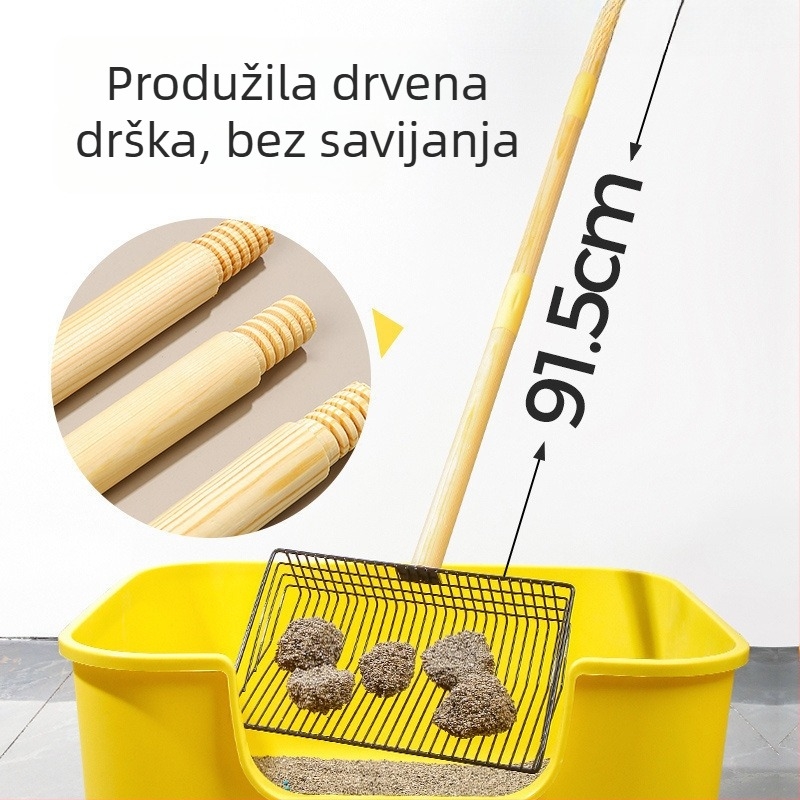 Lopatica za mačji pijesak s dugim držalom i malim/finim otvorima — ABS plast, šifra: 640036797964, Marka: Ostalo