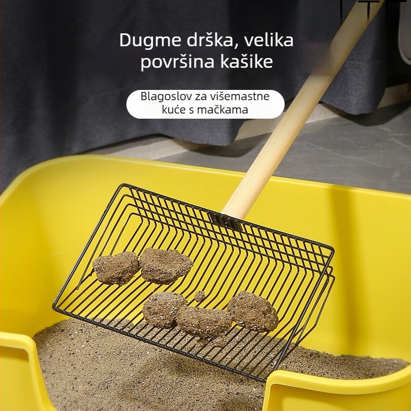 Lopatica za mačji pijesak s dugim držalom i malim/finim otvorima — ABS plast, šifra: 640036797964, Marka: Ostalo