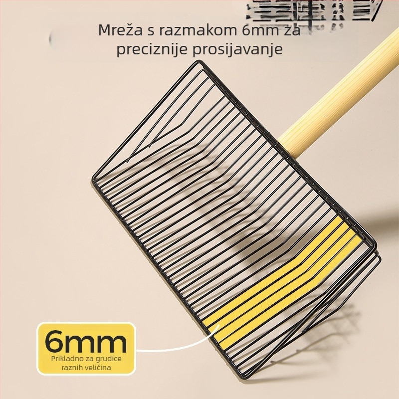 Lopatica za mačji pijesak s dugim držalom i malim/finim otvorima — ABS plast, šifra: 640036797964, Marka: Ostalo