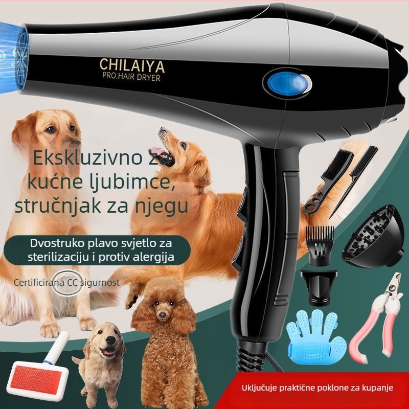 Sušilo za dlaku kućnih ljubimaca – psi i mačke, visoka snaga, tiho, za velike pasmine