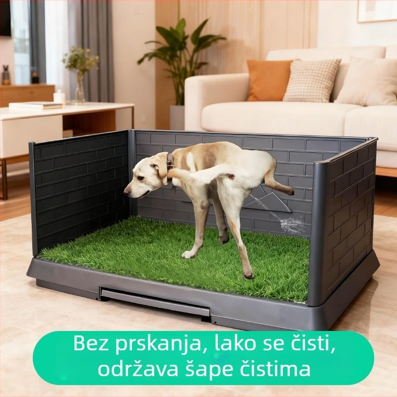 Toalet za pse s umjetnom travom, trostranim ograničenjem i podlogom za urin