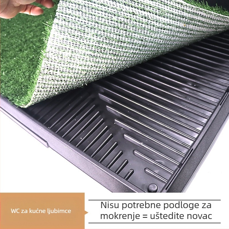 Toalet za pse s umjetnom travom, trostranim ograničenjem i podlogom za urin