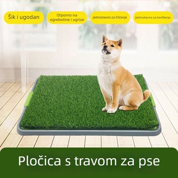 Velika kućna WC za pse s umjetnom travom, PP materijal, fiksno područje za defekaciju, uklonjiva posuda za čišćenje