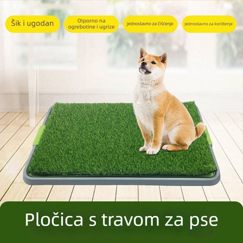 Velika kućna WC za pse s umjetnom travom, PP materijal, fiksno područje za defekaciju, uklonjiva posuda za čišćenje