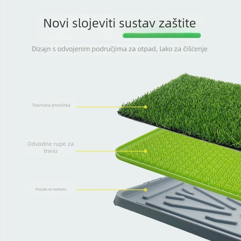 Velika kućna WC za pse s umjetnom travom, PP materijal, fiksno područje za defekaciju, uklonjiva posuda za čišćenje