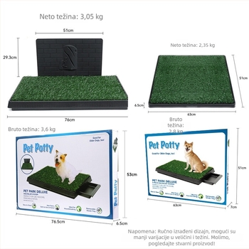 Dogus Kućni toalet s travnom podlogom i pregradom za urin, PP osnova, domaći proizvod, licencirani privatni brend