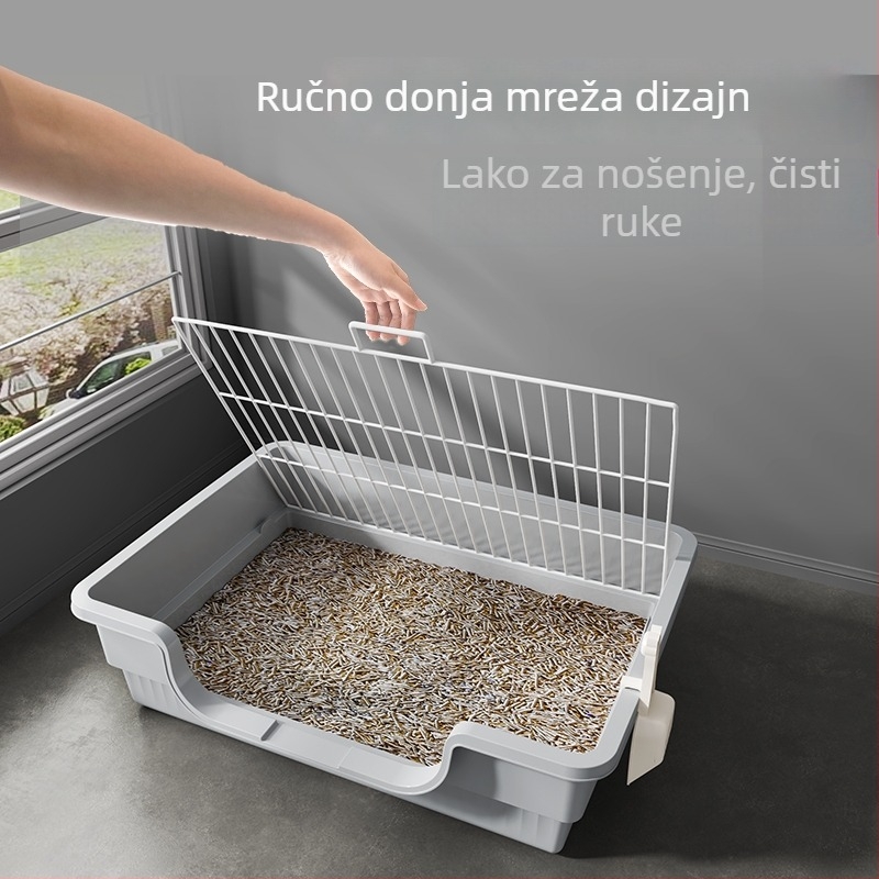 Psi toalet s visokim ogradom, od PP i nehrđajućeg čelika, fiksni položaj, za unutarnju upotrebu