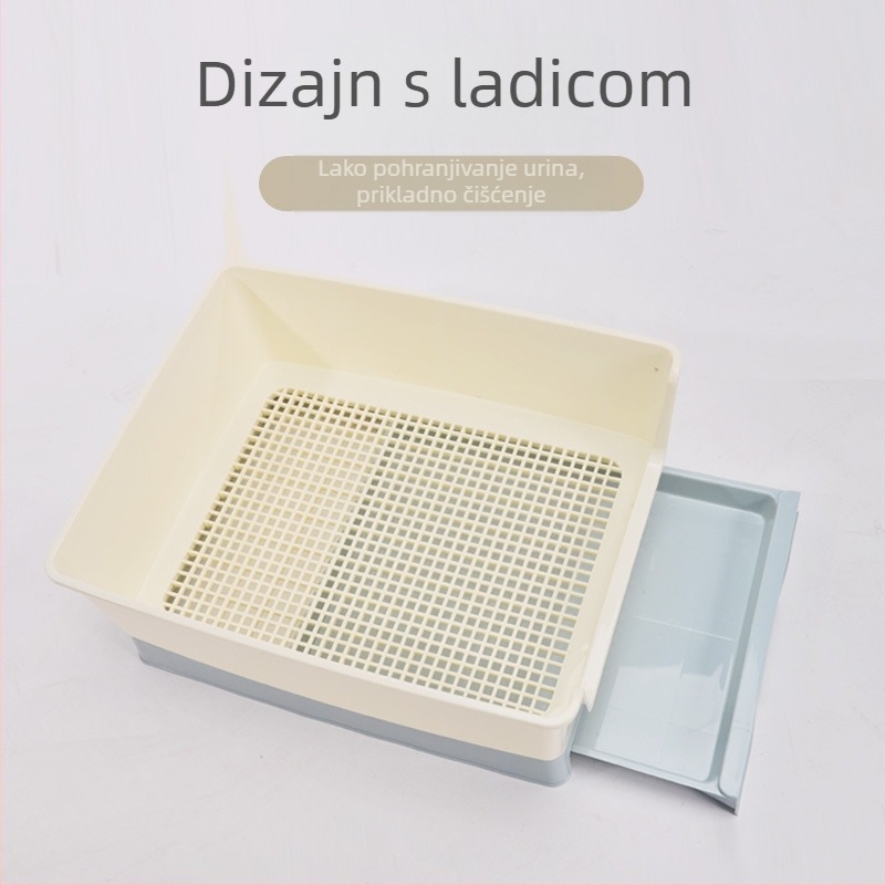 Plastična toalet za pse s ladicom i pregradom protiv prskanja za manje i srednje pasmine — ispljiva posuda. Marka: Troublemaker; Materijal: Plastika; Ovlašteni privatni brend: Da; Uvoz: Ne