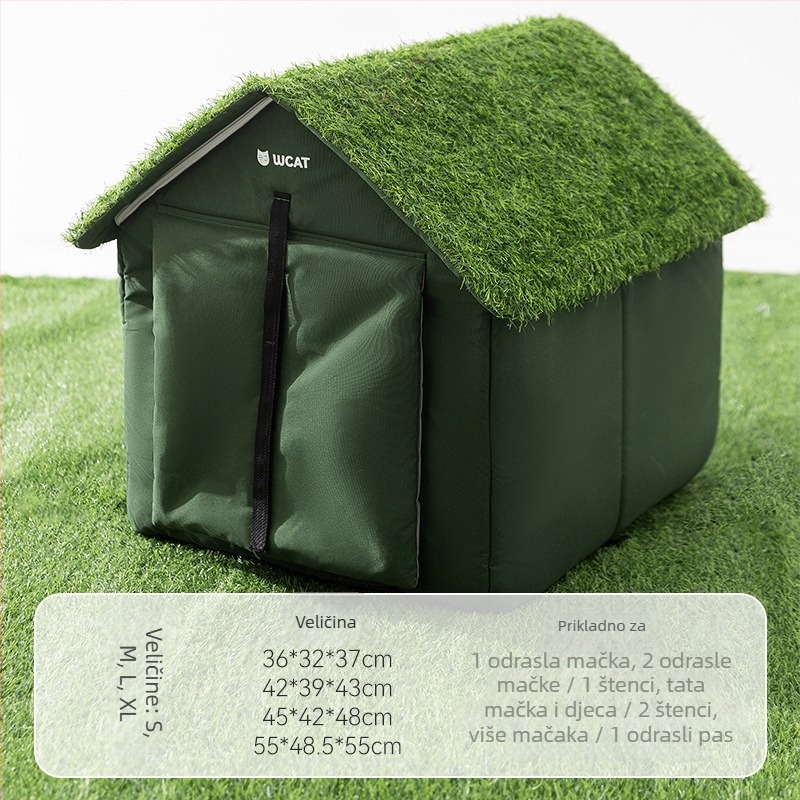 Vanjska kućica za mačke – zatvorena, zaštita od kiše i snijega, zimna toplina, djeljiva i periva