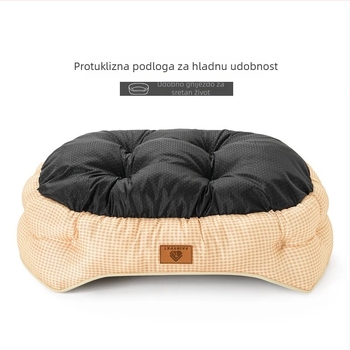 Ležište za psa s uzorkom houndstooth, podrška za vrat, protuklizna baza; materijal: poliester + imitacijski velur + pamuk; čišćenje vlažnom krpom; jednostavna montaža