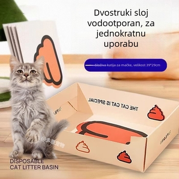 Jednokratna sklopiva kutija za mačji pijesak, prijenosno putno WC za mačke