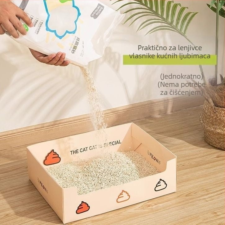 Jednokratna sklopiva kutija za mačji pijesak, prijenosno putno WC za mačke