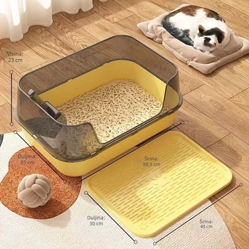 Kutija za mačji toalet, poluzatvoren s visokim ogradom, s podlogom za stopala i protiv prskanja mirisa (Materijal: PP; Brand: Little Black; Za mačke; Uvoz: Ne; Ovlaštene privatne marke: Da)