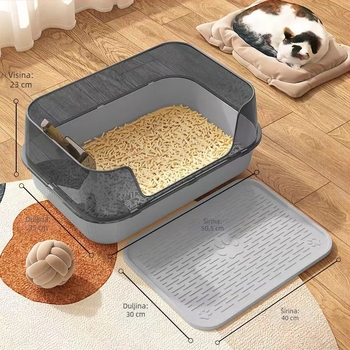 Kutija za mačji toalet, poluzatvoren s visokim ogradom, s podlogom za stopala i protiv prskanja mirisa (Materijal: PP; Brand: Little Black; Za mačke; Uvoz: Ne; Ovlaštene privatne marke: Da)