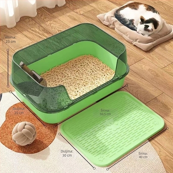 Kutija za mačji toalet, poluzatvoren s visokim ogradom, s podlogom za stopala i protiv prskanja mirisa (Materijal: PP; Brand: Little Black; Za mačke; Uvoz: Ne; Ovlaštene privatne marke: Da)