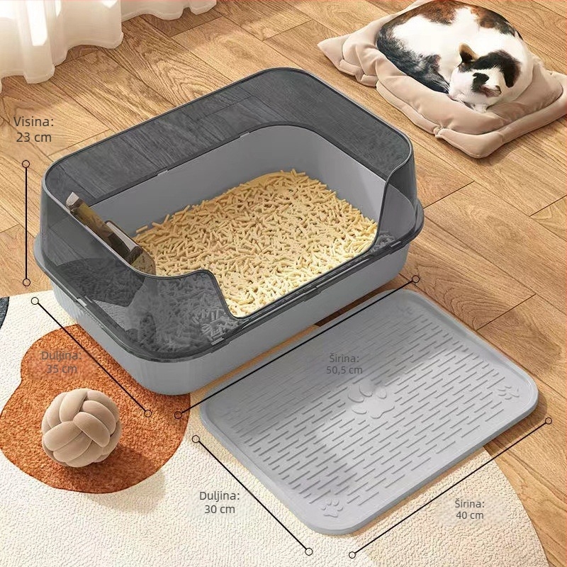 Kutija za mačji toalet, poluzatvoren s visokim ogradom, s podlogom za stopala i protiv prskanja mirisa (Materijal: PP; Brand: Little Black; Za mačke; Uvoz: Ne; Ovlaštene privatne marke: Da)