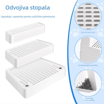 Pedalna podloga za kutiju za mačku – protiv rasipanja, višeslojni dizajn (dvostruki/tristruki), ABS plast, univerzalna primjena