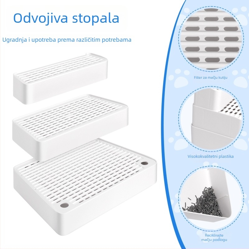 Pedalna podloga za kutiju za mačku – protiv rasipanja, višeslojni dizajn (dvostruki/tristruki), ABS plast, univerzalna primjena