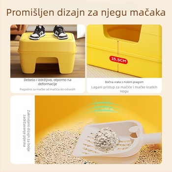 Ogromna kutija za mačji pijesak, poluzatvorenog dizajna, protiv prskanja