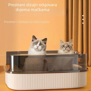 Poluzatvorena kutija za mačji WC, otvorenog vrha, velikih dimenzija, zaštita od prskanja i rasipanja pijeska, kontrola mirisa, pogodna za mačiće i odrasle mačke, dostupna u velikim i malim veličinama