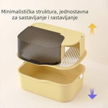 Kutija za mačji pesak s dizajnom hodnika, potpuno zatvorena, protiv mirisa, PP materijal, Moe Tail
