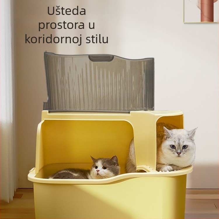 Kutija za mačji pesak s dizajnom hodnika, potpuno zatvorena, protiv mirisa, PP materijal, Moe Tail
