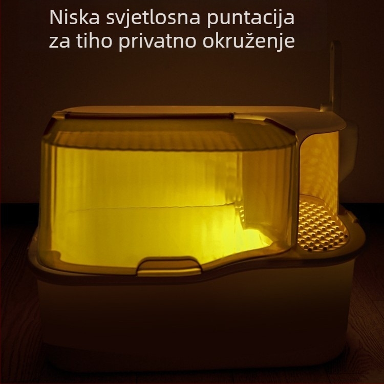 Kutija za mačji pesak s dizajnom hodnika, potpuno zatvorena, protiv mirisa, PP materijal, Moe Tail