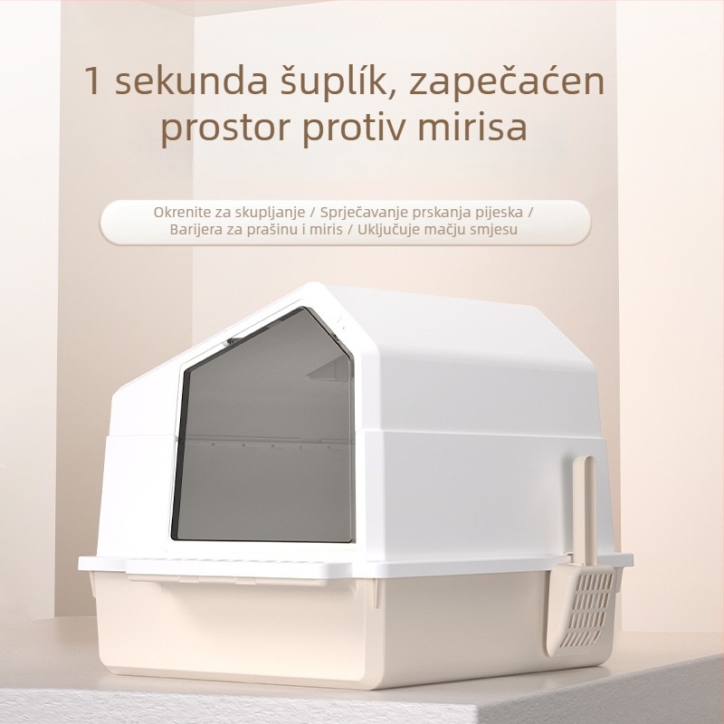Kutija za mačku s vratima, sklopiva, protiv prskanja, protiv mirisa, PP materijal