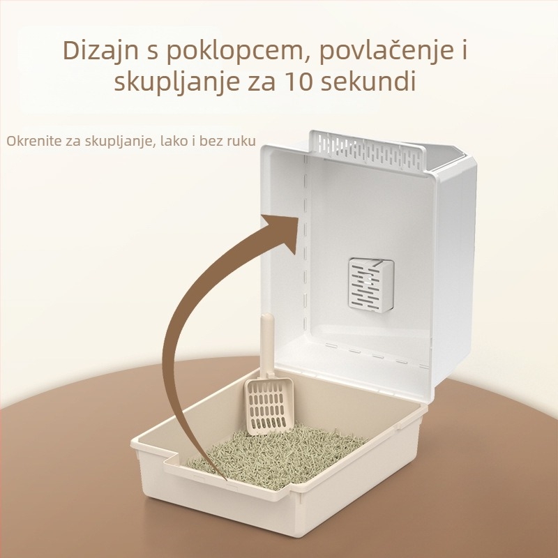 Kutija za mačku s vratima, sklopiva, protiv prskanja, protiv mirisa, PP materijal