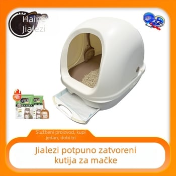 Potpuno zatvorena kutija za mačji pijesak s dvostrukim ladicama, odvajanje suho-mokro, PVC, uvoz iz Japana, brenda Jaloz