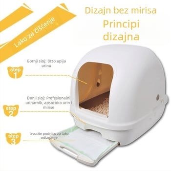 Potpuno zatvorena kutija za mačji pijesak s dvostrukim ladicama, odvajanje suho-mokro, PVC, uvoz iz Japana, brenda Jaloz