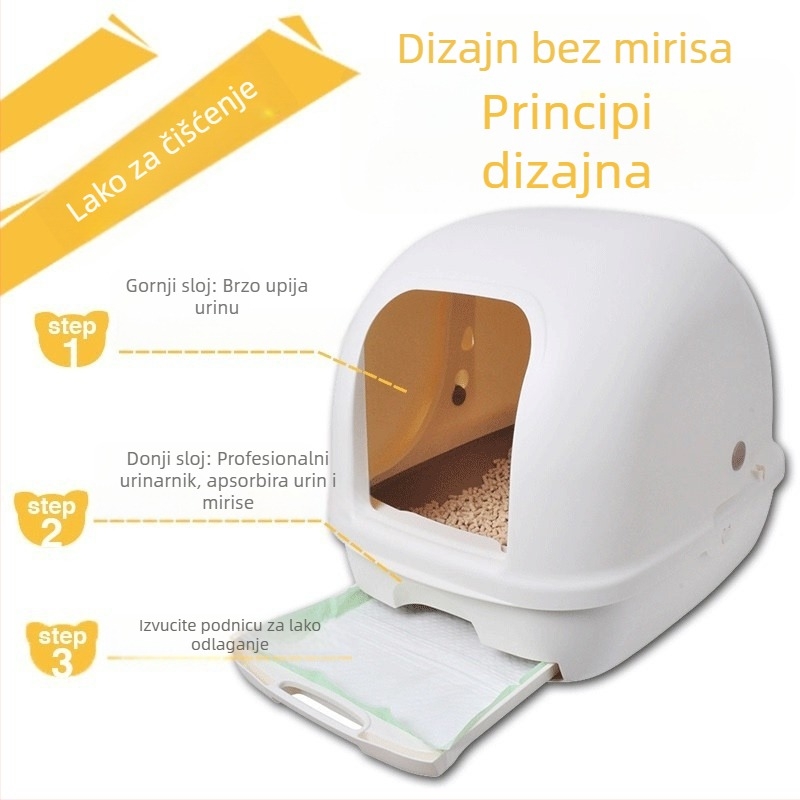 Potpuno zatvorena kutija za mačji pijesak s dvostrukim ladicama, odvajanje suho-mokro, PVC, uvoz iz Japana, brenda Jaloz