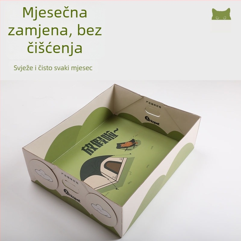 Jednokratna prijenosna kutija za mačji pijesak, sklopiva, protiv prolijevanja, privremeni mačji toalet za izlete