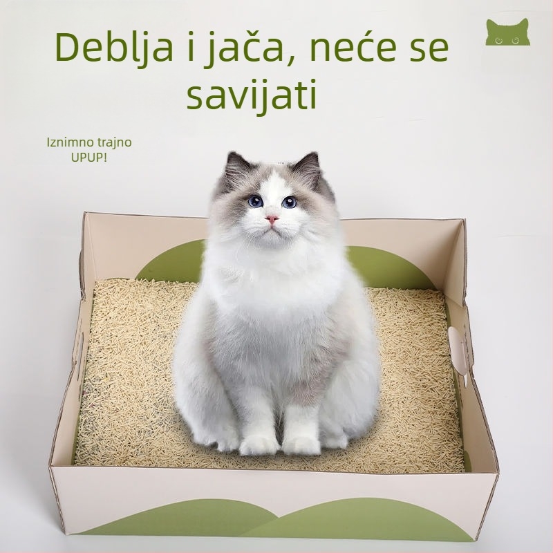 Jednokratna prijenosna kutija za mačji pijesak, sklopiva, protiv prolijevanja, privremeni mačji toalet za izlete