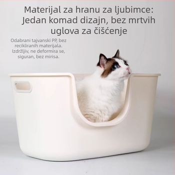 Kutija za mačju stelju s protiv prskanja, poluzatvoren dizajn, PP materijal, za odrasle mačke
