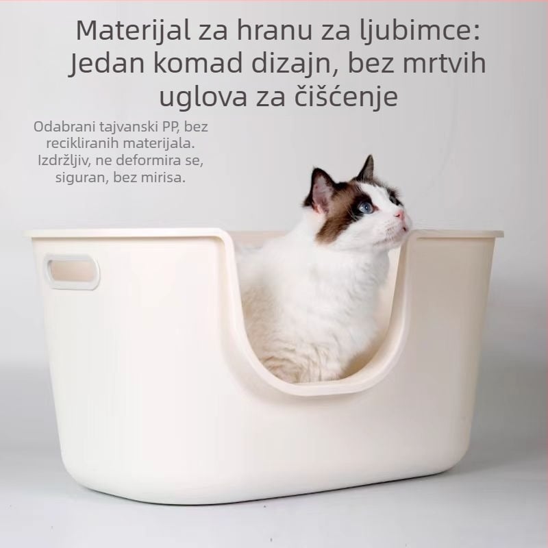 Kutija za mačju stelju s protiv prskanja, poluzatvoren dizajn, PP materijal, za odrasle mačke