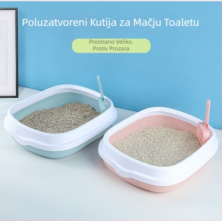 Kutija za mačji pijesak, okrugli oblik, PP materijal, otvoreni tip